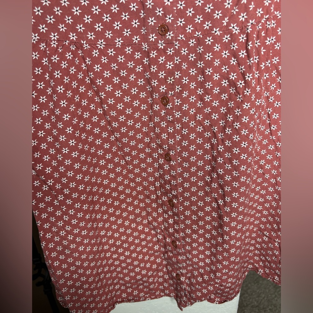 Vans Red Patterned Button-Down Mini Dress Size M … - image 3